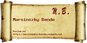 Marsinszky Bende névjegykártya